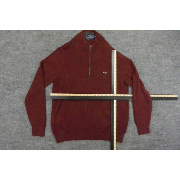 Vineyard Vines Sweater Mens Med Red Knit Quarter Zip Cashmere‎ Cotton - Picture 6 of 9